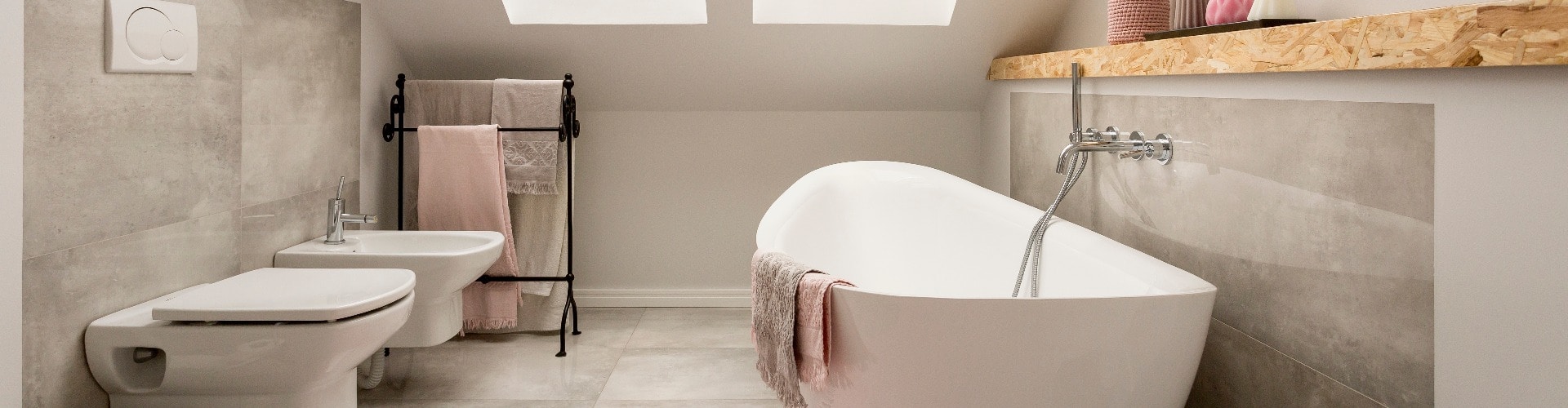 Romantic bathroom in a cosy attic